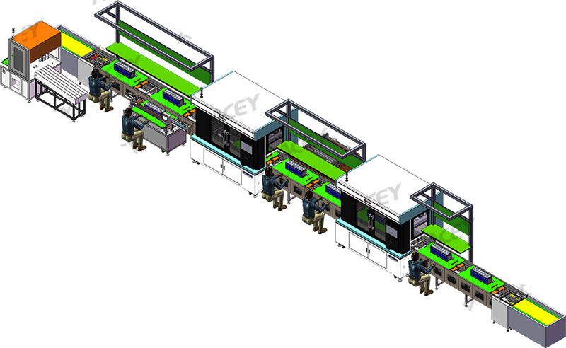 Prismatic battery pack assembly line